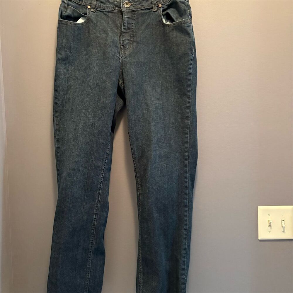 Natural Reflections Women's Size 12 Straight Blue Jeans Mid Rise Denim Fisherman